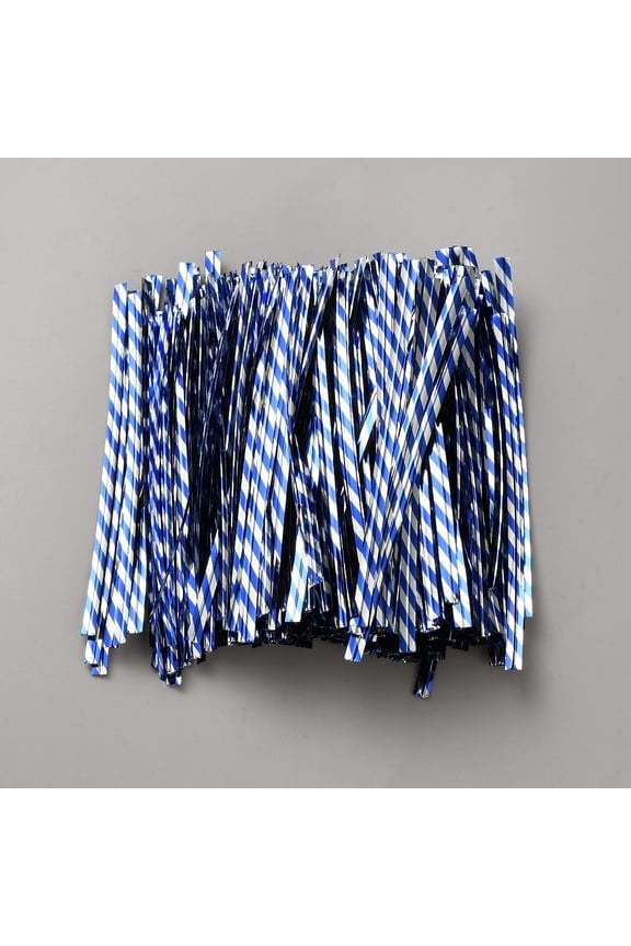 500Pcs Twill PET Plastic Wire Twist Ties Wrapping Supplies for Gift Bags Party Pops Art Craft Blue 100x4x0.5mm