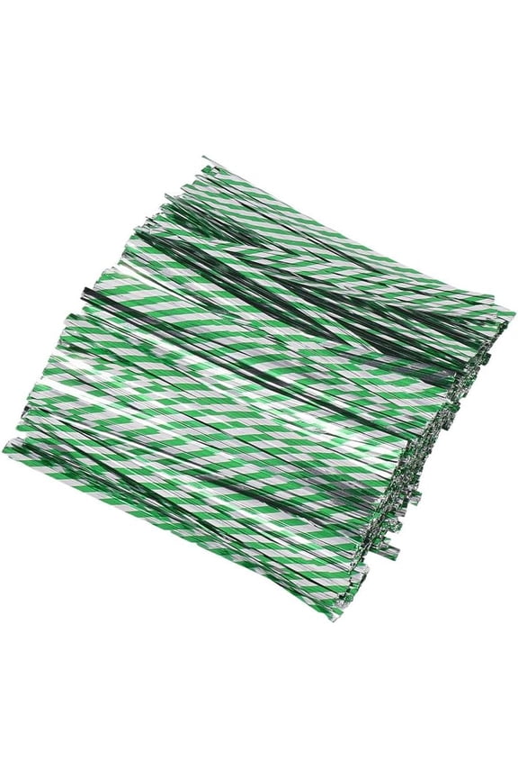 500Pcs Twill PET Plastic Wire Twist Ties Wrapping Supplies for Gift Bags Party Pops Art Craft Green 100x4x0.5mm