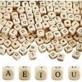 thumbnail image 1 of 500Pcs Wooden Alphabet Beads Square Letter Beads Bulk with Nylon Thread White Small 10mm Cube Natural Wood Spacer Bead Kit for Jewelry Bracelets Keychains Lanyards Supplies DIY Crafts, 1 of 6