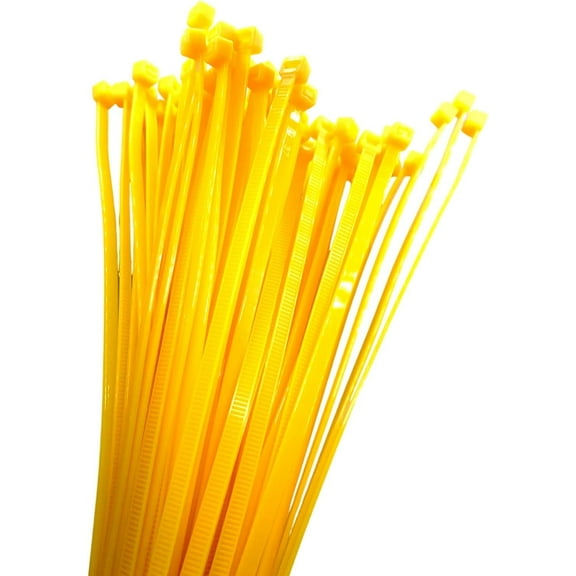 500Pcs Yellow Cable Zip Ties Heavy Duty 8 Inch, Black Cable Ties with 18 lb Tensile Strength, Multi-Purpose Self-Locking Nylon Cable Cord Management
