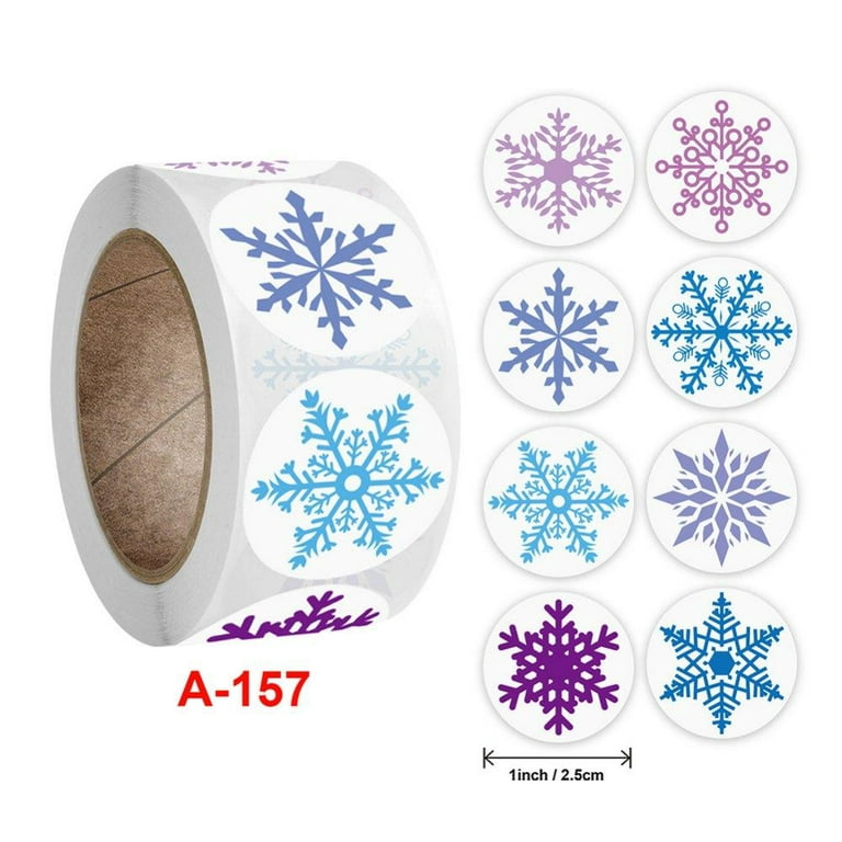 500Pieces Christmas Stickers Roll Round Snowflake Christmas Tree Stickers  for Kids Tiny Xmas Winter Holiday Stickers for Card Craft Envelope Seal