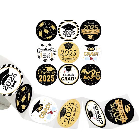 500Pieces Class Of 2025 Graduation Sticker Adhesive Label For Party Decoration Seal Envelope Invitation Wrapping