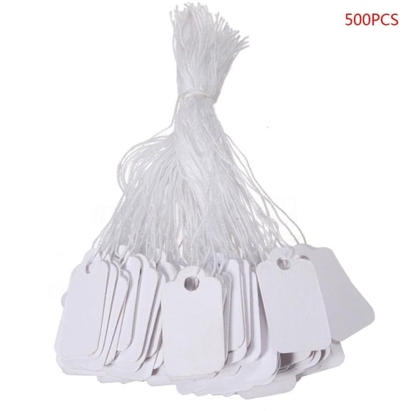 500Pieces Small Writable Paper Marking Label Clothing Display with Hanging String for Craft