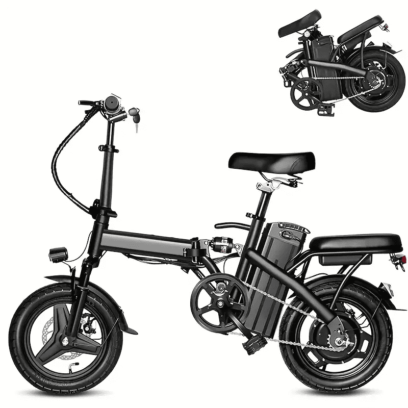 500W 19 mph Adult Folding Electric Bike, Folding Compact Electric Bike, Fat Tire Electric Bike, Portable Electric EBike With Pedals With 48V 10AH Battery, Suitable For Mountain, Beach, Snow Riding