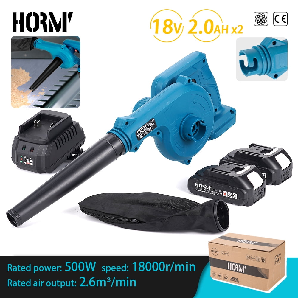 HORMY Leaf Blower Cordless with 2 Batteries and Charger, 18V 100 MPH Battery Powered Leaf Blower for Proch Blowing Leaves Patio Cleaning, Lawn Care