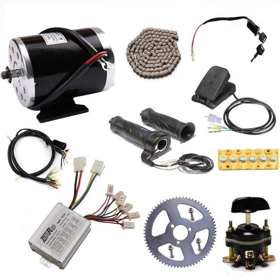 500W 24V DC Brush Motor MY1020 2500RPM with Controller Throttle Chain Sprocket Assembly for Go Kart Mini Bike ATV Tricycle 4 Wheeler Motorized Bicycle Razor Dirt Bike Pit Bike Motorcycle