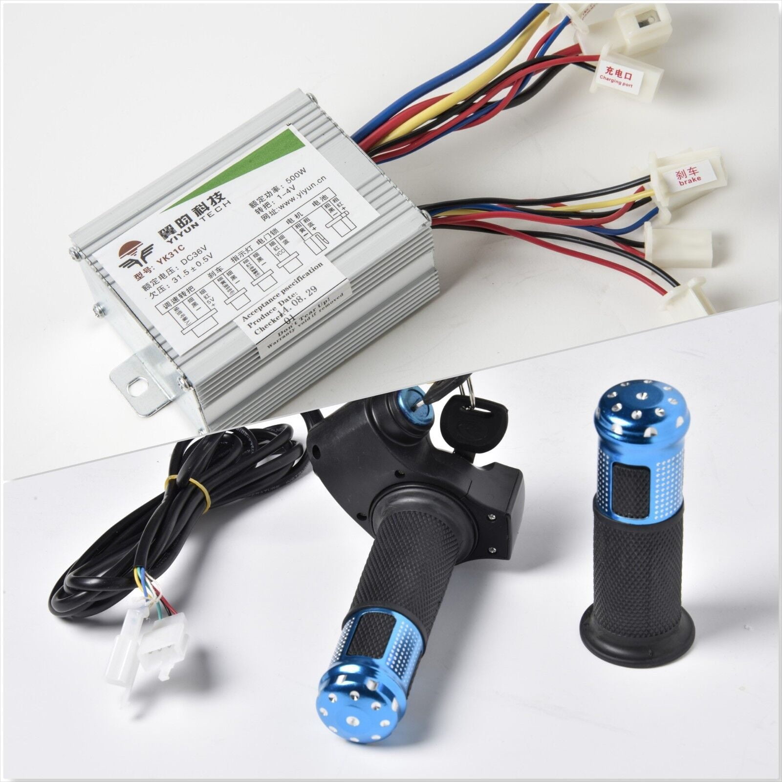 500W 36V DC electric motor Speed Controller box+Blue Throttle w Digital ...