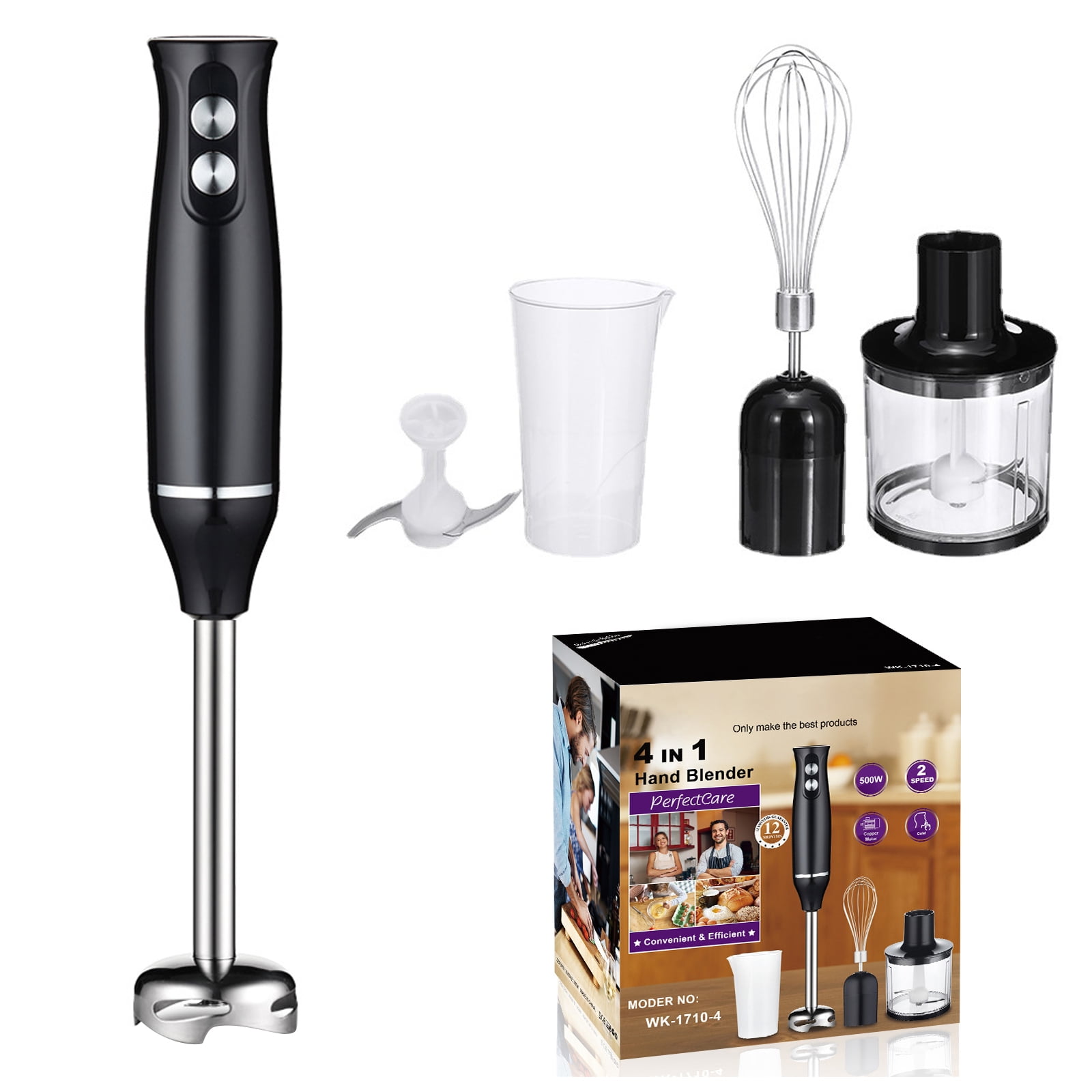 500W 4 in 1 Multifunctional Hand Blender Mixer Meat Grinder Egg Beater Food Processor US 110V Walmart