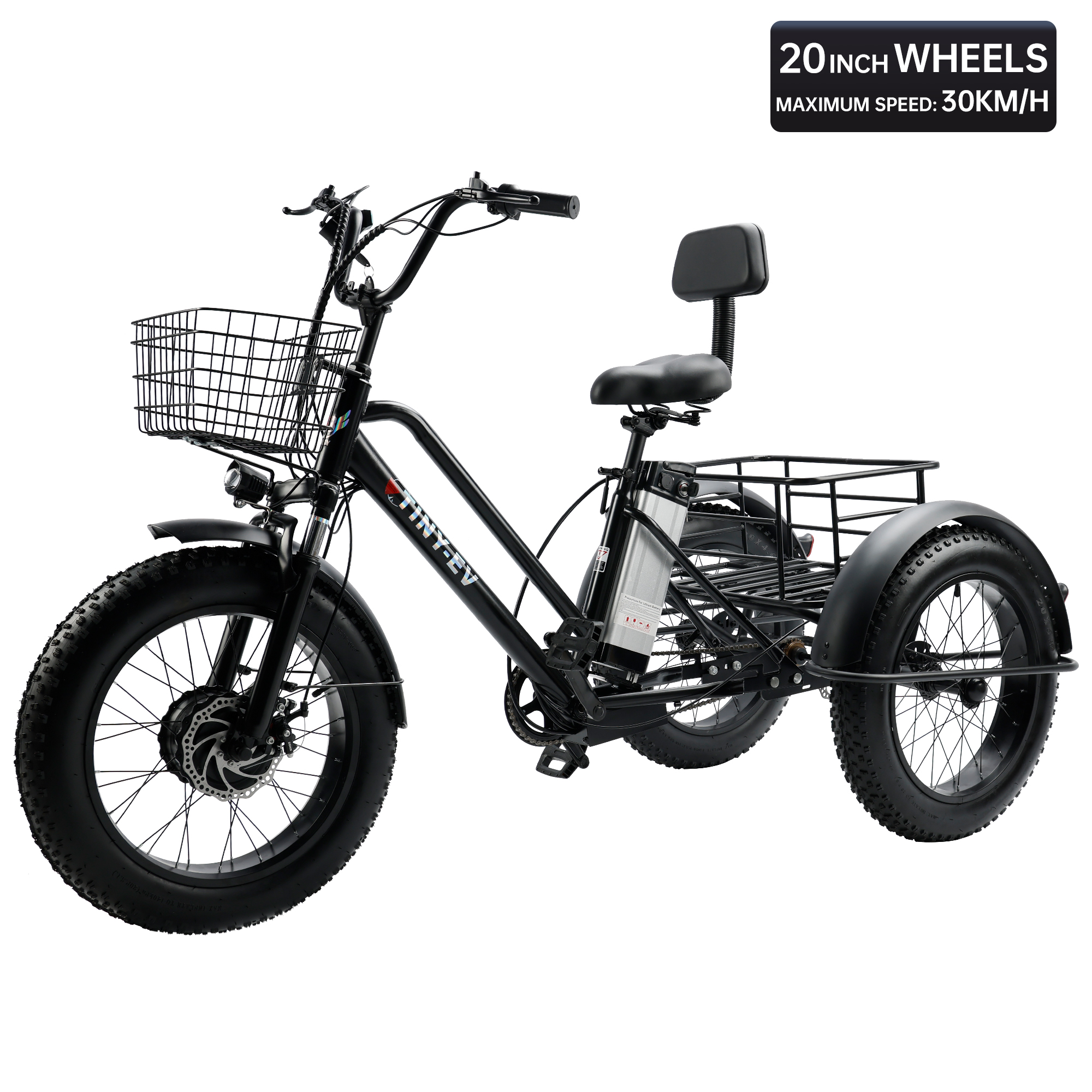 ARTUDATECH Electric Trike for Adults, 500W Motor, 3 Wheel Electric Bike with 25-mile Long Range, Dual Disc Brake, Fat Tire e trike with 48V 13Ah Battery