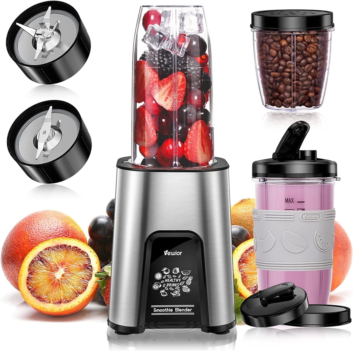 500W Blender for Shakes and Smoothies, 12 Pieces Personal Blenders for
