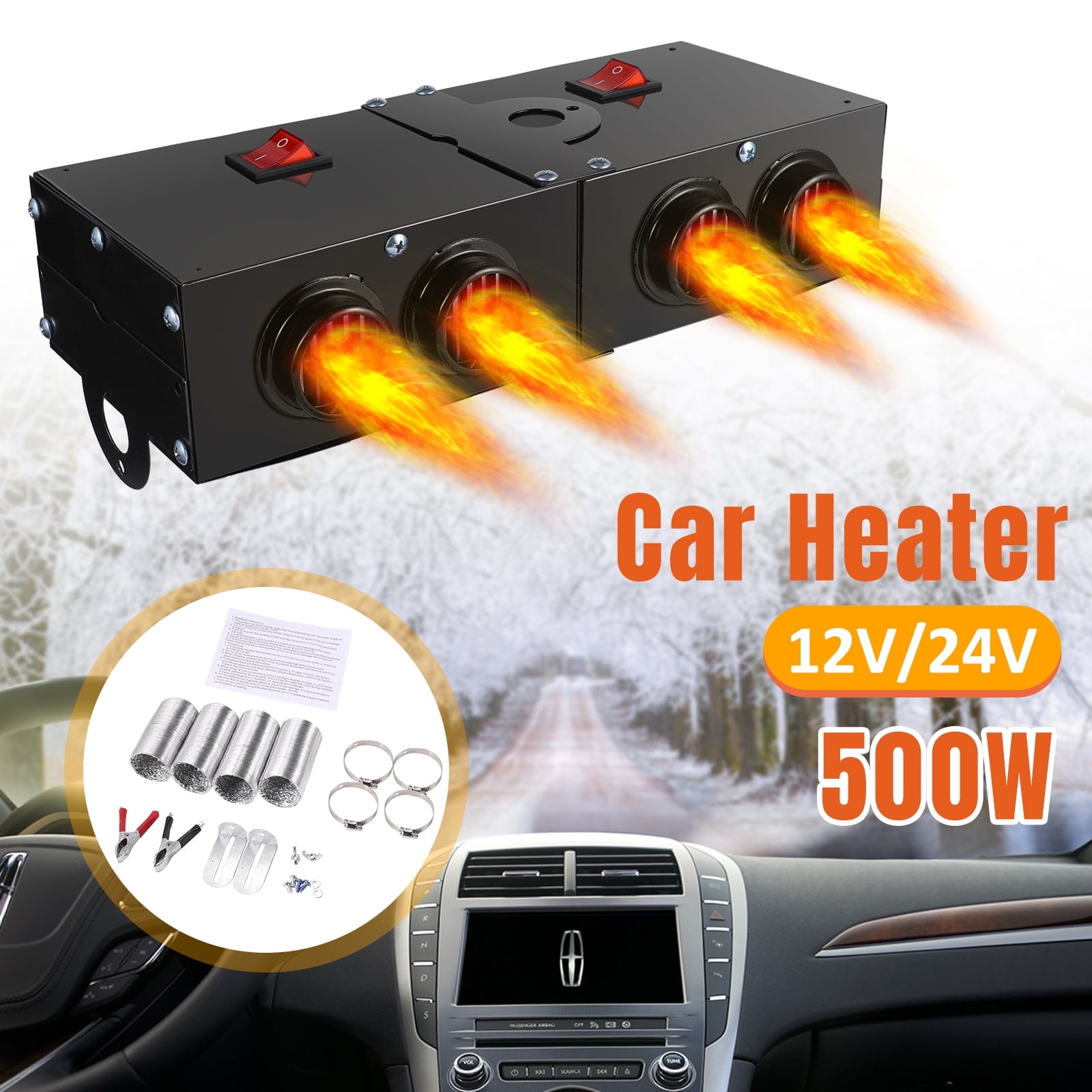 500W Car Vehicle Defroster Heater Portable Car Heater Warmer Snow Defogger Auto Antifog Safe