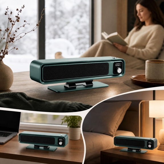 500W Compact PTC Fan Heater, Desktop or Wall Mount Household Space Heater with Overheat Protection for Bedroom Office Home Winter Personal Heating