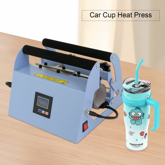 500W Cup Heat Press Machine, 40oz Tumbler Heat Press, Light Blue, Temp/Time Adjustable, Car Cup Mug Press Machine, 110V
