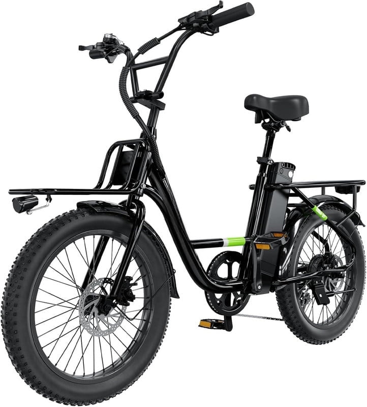 500W Electric Bike for Adults with Dual Cargo Rack,48V Removable Battery,20MPH Step-Thru Frame,7-Speed Gears,20"x3" Fat Tire E-Bike,60+ Miles Range,Black