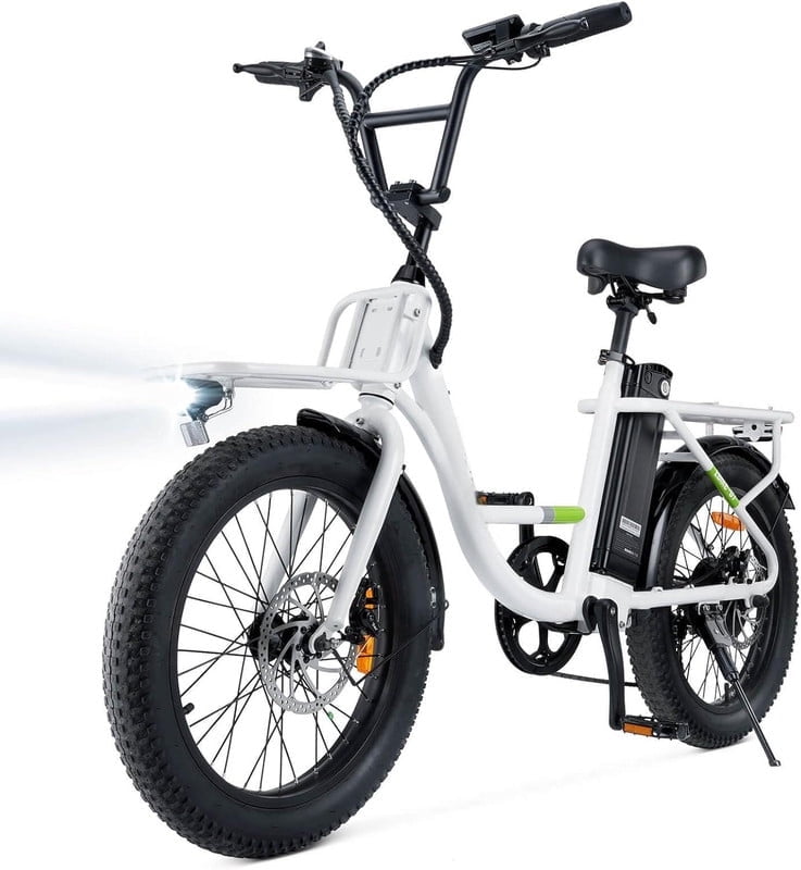 500W Electric Bike for Adults with Dual Cargo Rack,48V Removable Battery,20MPH Step-Thru Frame,7-Speed Gears,20"x3" Fat Tire E-Bike,60+ Miles Range,White
