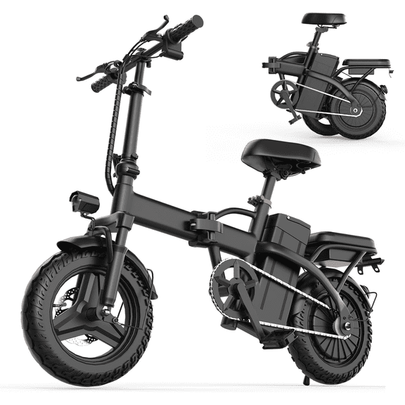 500W Electric Bike for Adults, 48V 10AH Removable Battery, 20MPH & 25Miles, 14" Folding Commuter E Bike with 3 Modes, Shock Absorption