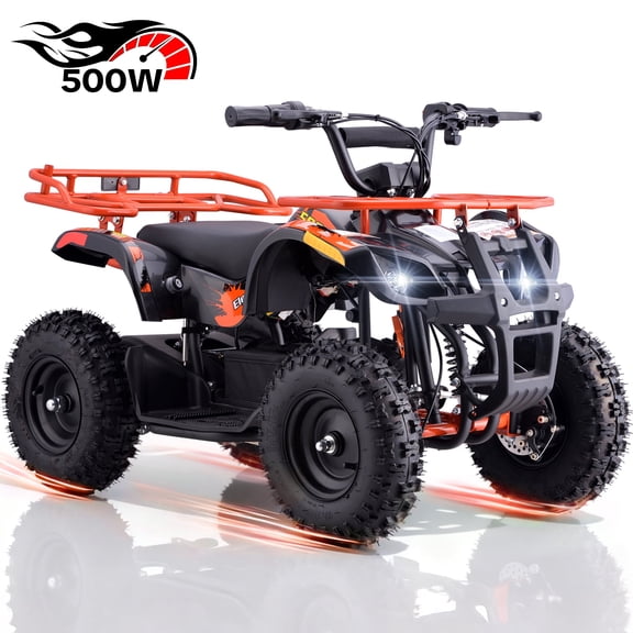 500W Electric Off-Road Four Wheeler,Sunderwell 12Ah Battery Adjustable Speed All Terrain Ride-On Vehicle,Electric 4 Wheel with Shock Absorbers & Off-Road Tires,