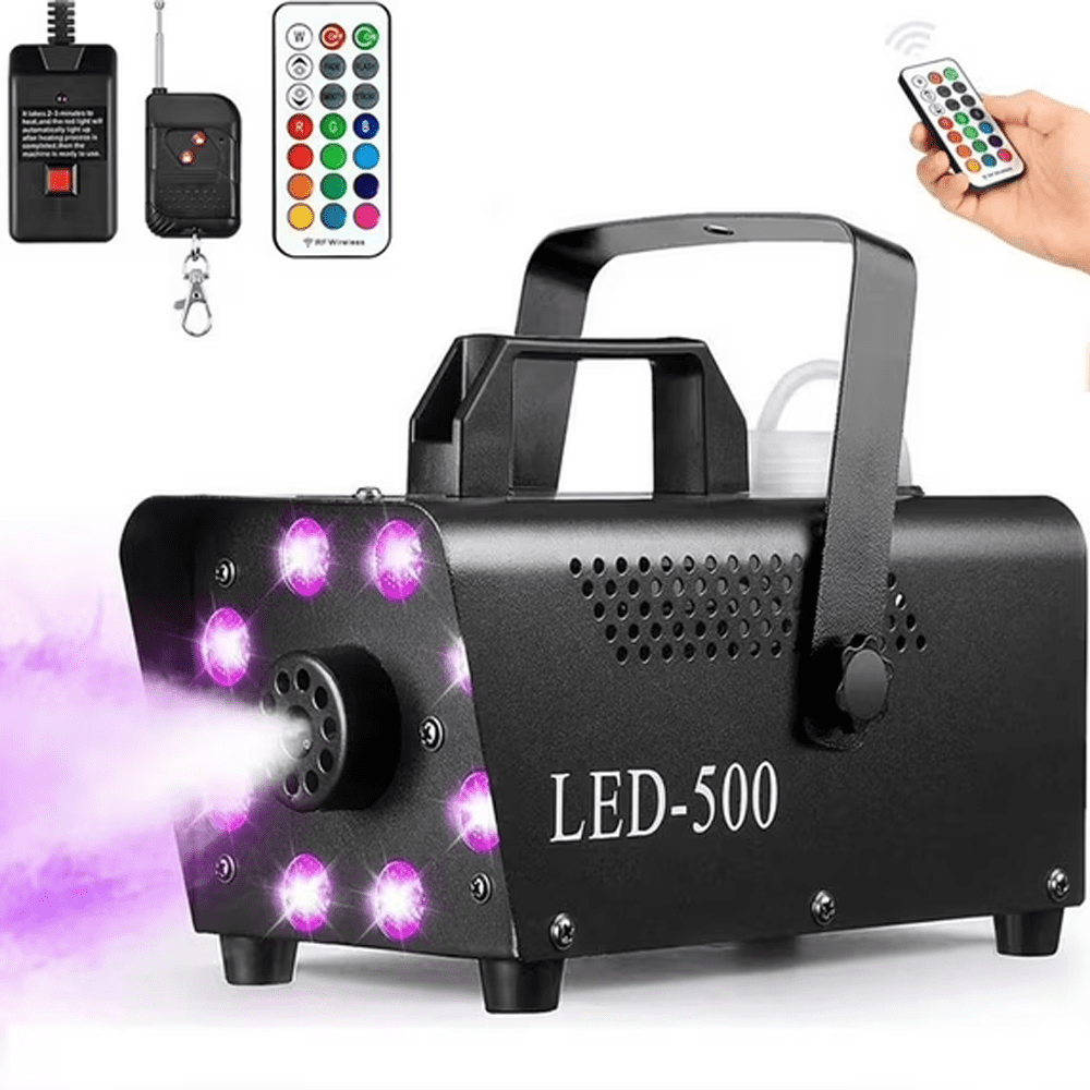 500W Fog Machine with 13 Color LED Lights & Wireless Remote, Smoke Machine for Halloween, Christmas, Parties, DJ Shows, Weddings