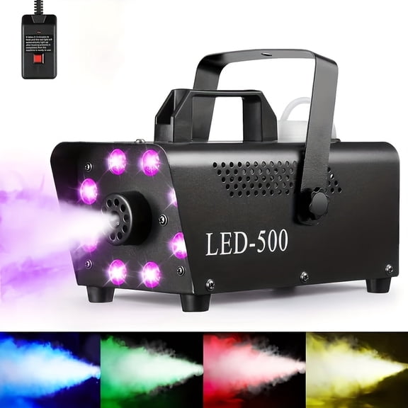 500W Fog Machine with 8 LED Lights & 13 Colors, Remote Control Stage Smoke Machine for Parties, DJ, Halloween & Weddings