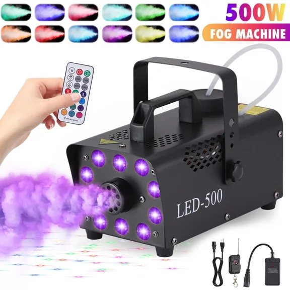 500W Fog Smoke Machine RGB LED Fogger Stage Light Party DJ Effect Remote Control
