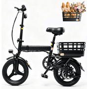 500W Foldable Commuter Electric Bike with Basket for Adults,14" Tires, 36V 12Ah Battery, 19.9 mph, 35 Miles Range, Suitable for Commuting, Shopping, or Trip