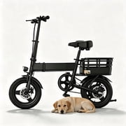 500W Foldable Commuter Electric Bike with Basket for Adults,14" Tires, 36V 12Ah Battery, 19.9 mph, 35 Miles Range, Suitable for Commuting, Shopping, or Trip