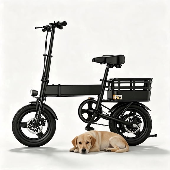 500W Foldable Commuter Electric Bike with Basket for Adults,14" Tires, 36V 12Ah Battery, 19.9 mph, 35 Miles Range, Suitable for Commuting, Shopping, or Trip