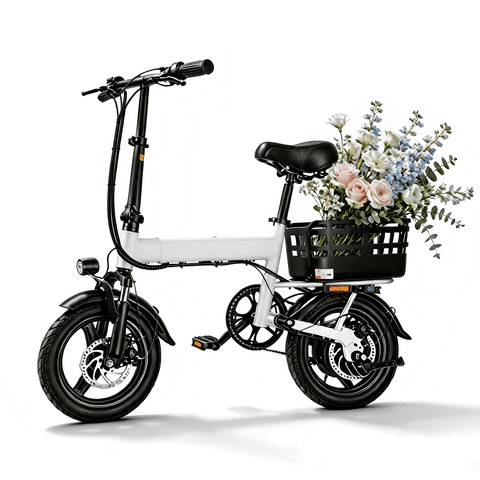 500W Foldable Electric Bicycle, 14" Adult Commuter Electric Bike with Basket, Max Speed 19.9 mph, 36V 12AH Battery for Commuting UL2849