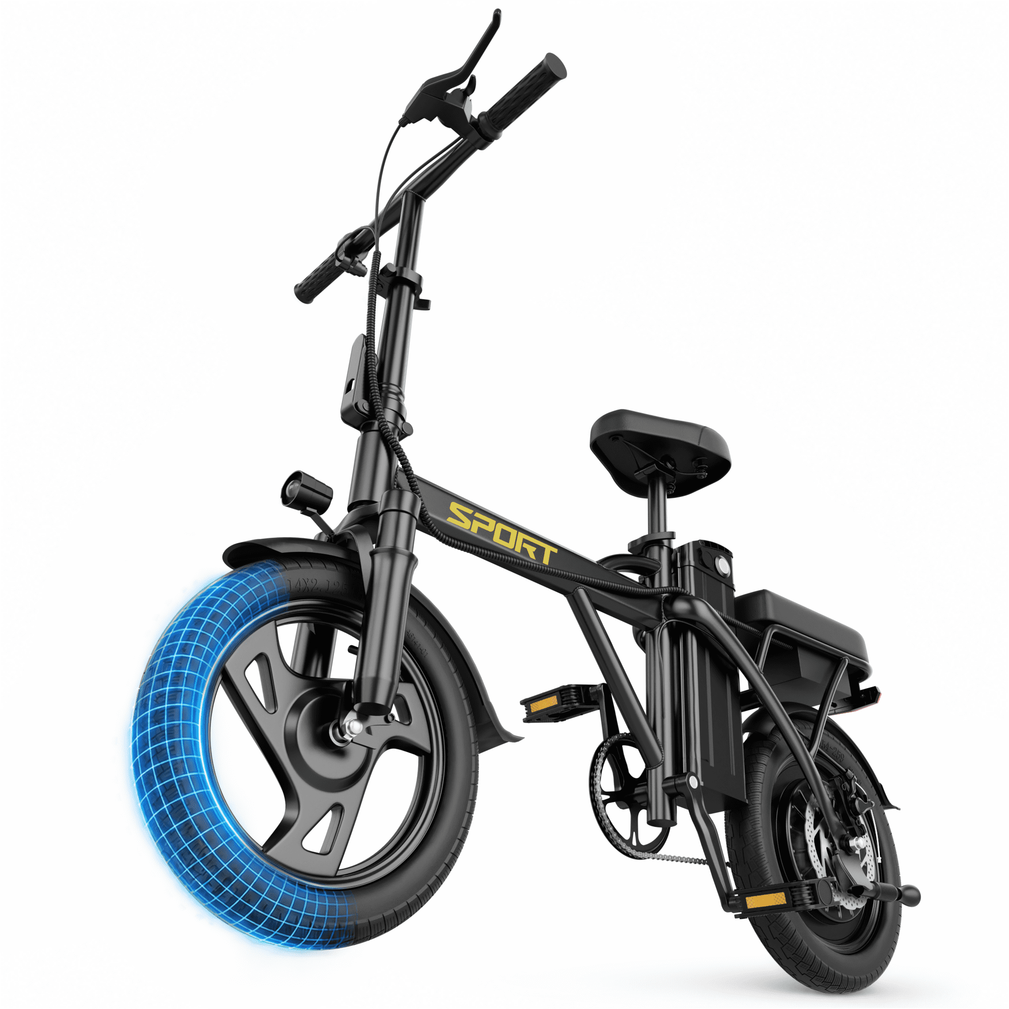 500W Folding Electric Bike for Adults, 20 MPH Electric Bicycle with 48V Battery, 14 Inch Pneumatic Tires, Dual Suspension, LED Display, Disc Brake, Foldable E Bike