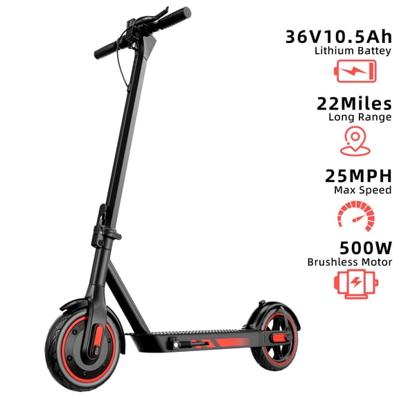 500W Folding Electric Scooter for Adults, 25 MPH Max Speed, 22 Miles Range, 10 Inch Pneumatic Tires, Dual Brake System, Smart Digital Display, Headlight & Taillight, 264 Lb