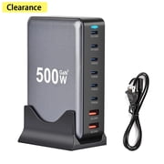Elnone 500W 8-Port USB C Fast Charger, PD 100W Charging Station Hub for Laptops, iPhones, iPads