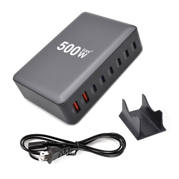 Elnone USB C Fast Charger Block, 500W GaN III 8-Port Charging Station Hub, PD 100W Wall Charge Adapter for Multiple Devices/Laptop/iPhone/iPad