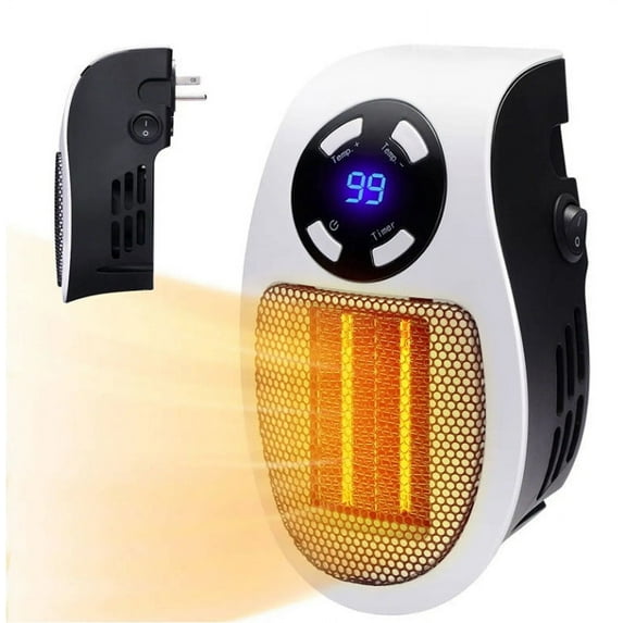 500W Mini Plug-in Wall Heater With Digital Timer