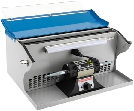 BZF666 500W Polishing Buffing Machine,Desktop Jewelry Buffing Machine Dust Collector with Light ,110V 10000 Rpm/min Adjustable Variable Speed Multifunction Bench Jewelry Rock Buffing Collector