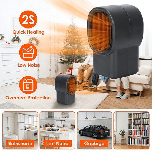 500W Portable Electric Space Heater Mini Desktop Fan Heater 2S Fast Heating 107 Sq Ft Coverage Overheat Protection 6.5x3.9x3.9 Inch 0.7 Lb Quiet Home Office Bedroom Small Room Pro Grade
