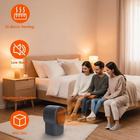 500W Portable Electric Space Heater Mini Desktop Overheat Protection, Personal Small Heater for Home Office Bedroom, Compact Quiet Operation Energy Saving for Bathroom Kitchen Garage