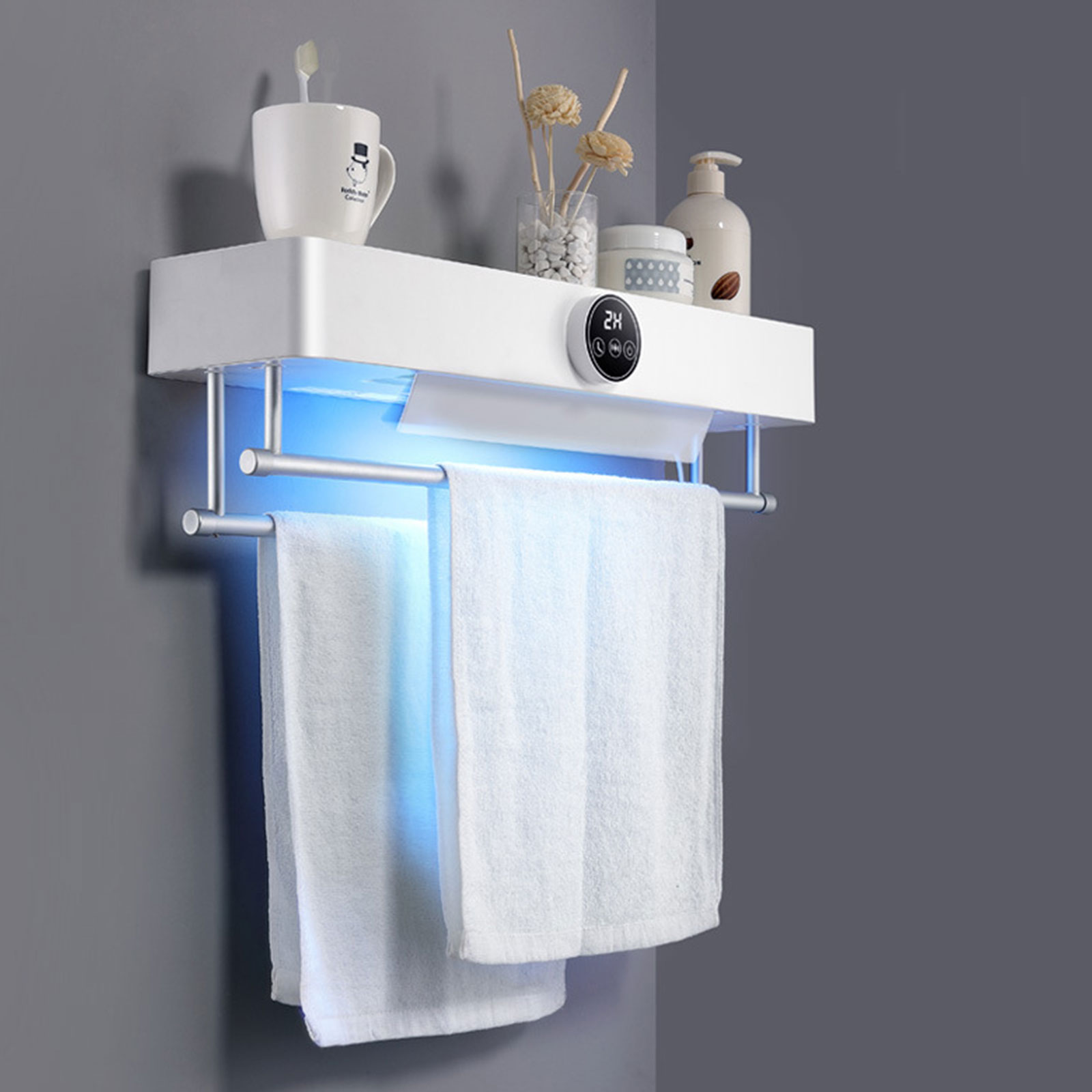 500W PunchFree Heated Towel Rack, Smart Towel Warmer Bars Timing