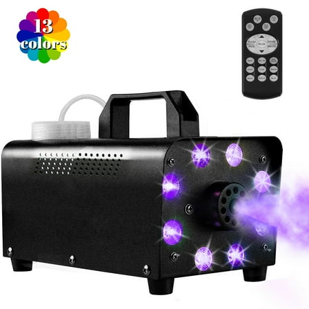 500W Smoke Machine 2000CFM Fog - 13 Colorful LED Lights - Wireless Remote Control - Ideal for Weddings, Halloween, Parties, and Stage Effects