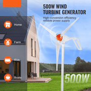 500W Wind Turbine Generator Kit, 12V Wind Power Generator with MPPT Controller, 3-Blade, 2.5m/s Start, for Home, Farm, RV, Boat