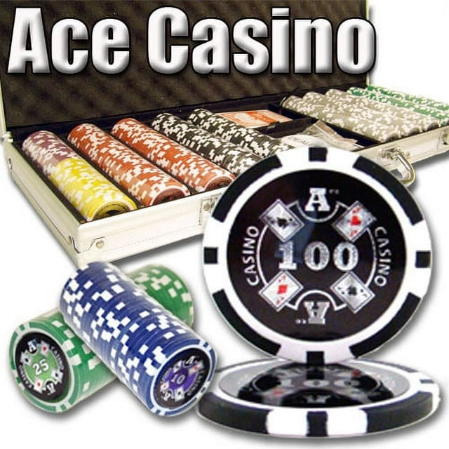 500ct. Ace Casino 14g Poker Chip Set in Aluminum Metal Carry Case