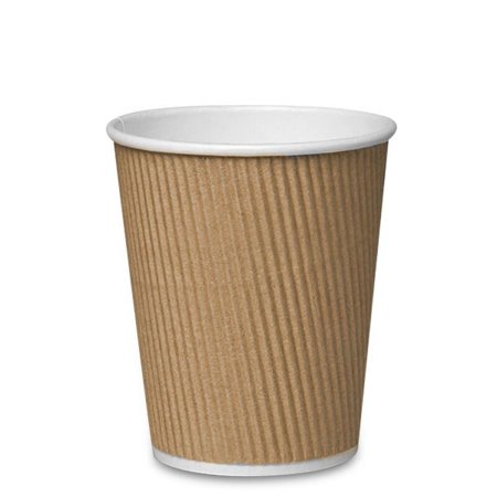 500ea - 8 Oz Kraft Ripple Hot Cup by Paper Mart