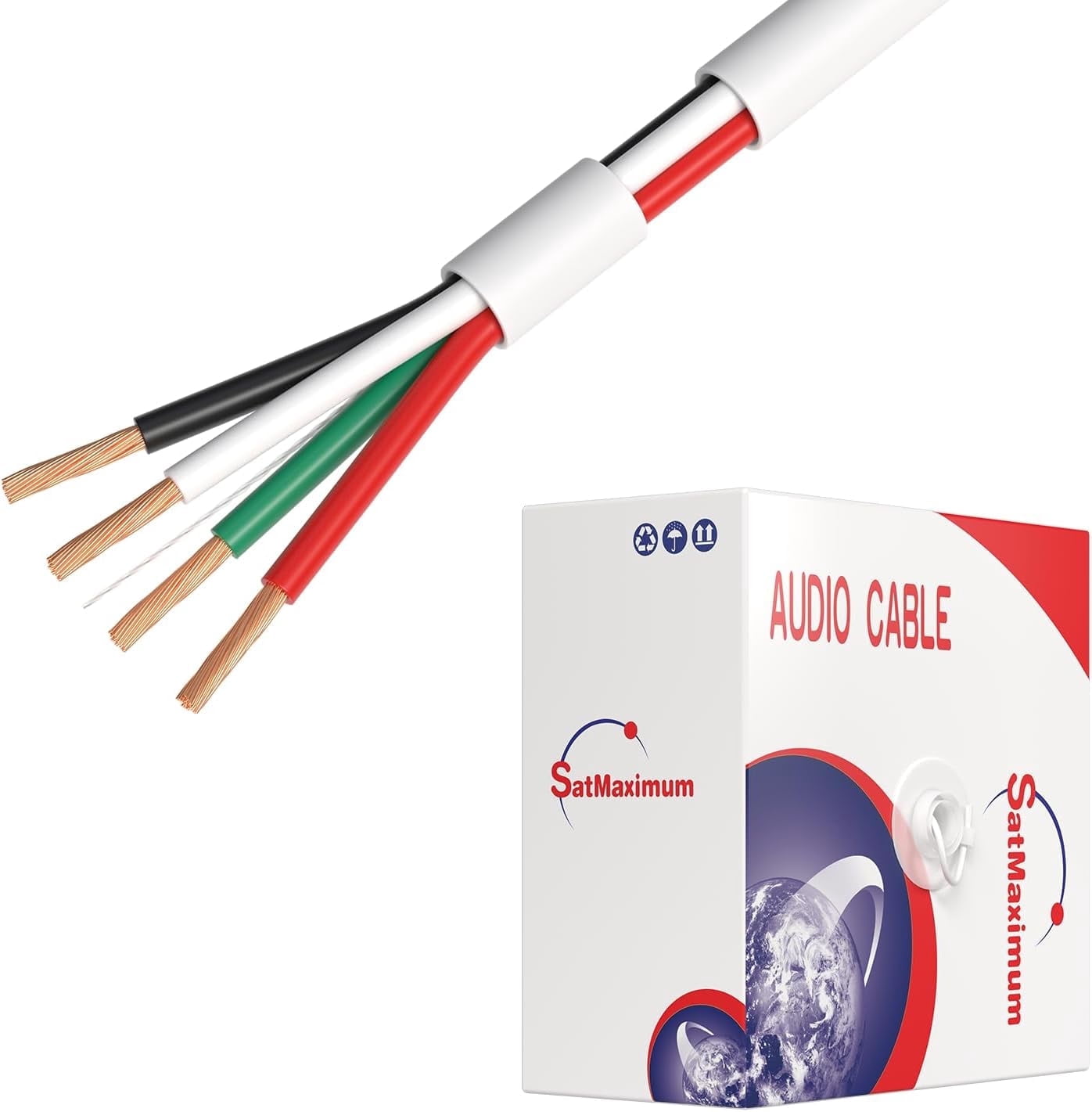 Cables Direct Online 500FT 16AWG 4-Conductor Speaker Wire – CL2 Rated CCA Cable in Easy Pull Box for In-Wall Indoor Low Voltage Installations – 16/4
