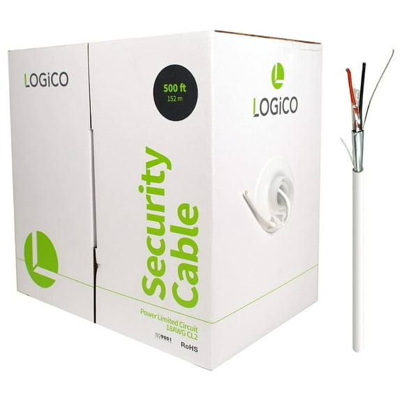 500ft 18/2 Shielded CCA Security Alarm Control Wire Stranded PVC White