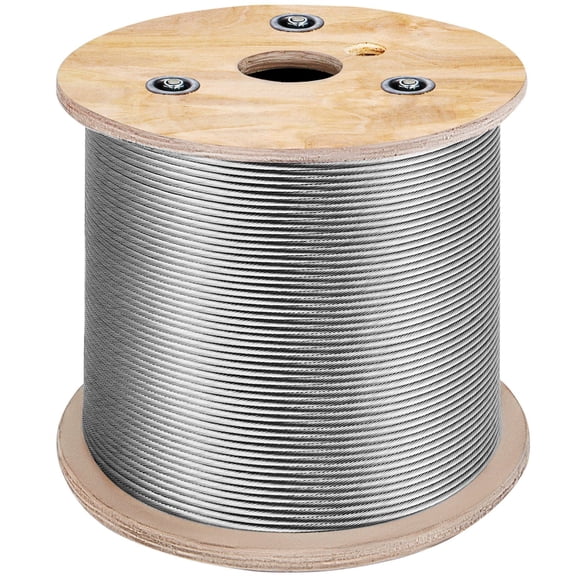 500ft 3/16" Stainless Steel Aircraft Cable - 7x19 Strand T304 Wire Rope (3,700LB Break Strength) - Marine Grade for Deck Railings, Winches & DIY Projects