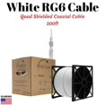 500ft RG6 Quad Shield Coaxial Cable White Wire TV Antenna Satellite