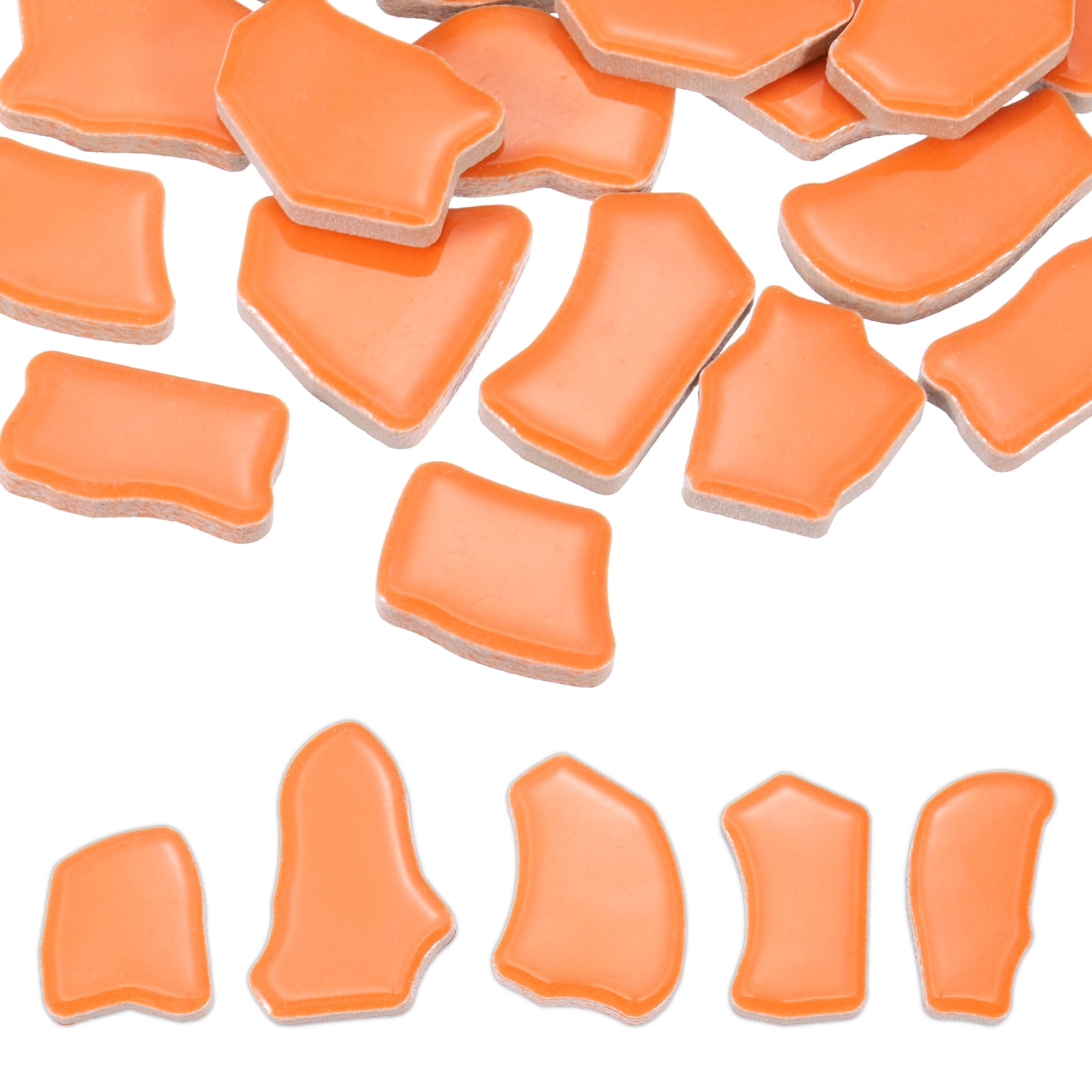 500g/1.1LB Irregular Ceramics Mosaic Tiles, 0.79"-1.57" Mosaic Stained Tile Broken Porcelain Pieces Stones Bulk for DIY Craft Making Vases Home Decoration, Dark Orange