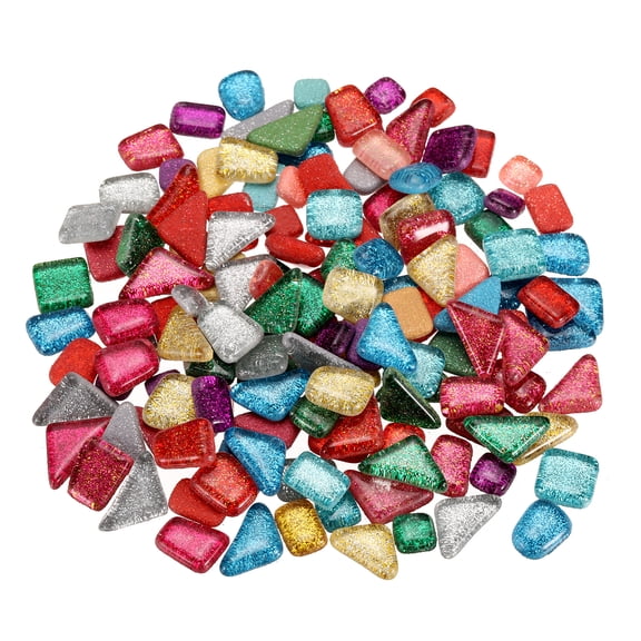 500g/1.1lb Irregular Glass Mosaic Tile, 400 Pcs, 4 Shapes