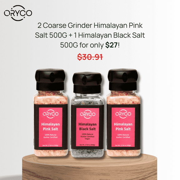 500g 3 Coarse Grinder - 2 Pink Salt and 1 Black Salt Bundle