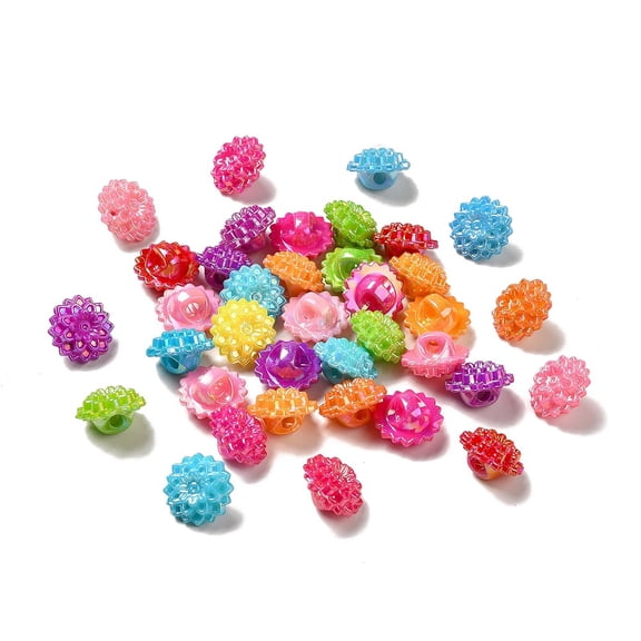 500g AB Color Acrylic Flower Sewing Shank Buttons Mixed Color 16mm in diameter 10mm thick hole: 2.5mm 625pcs/500g
