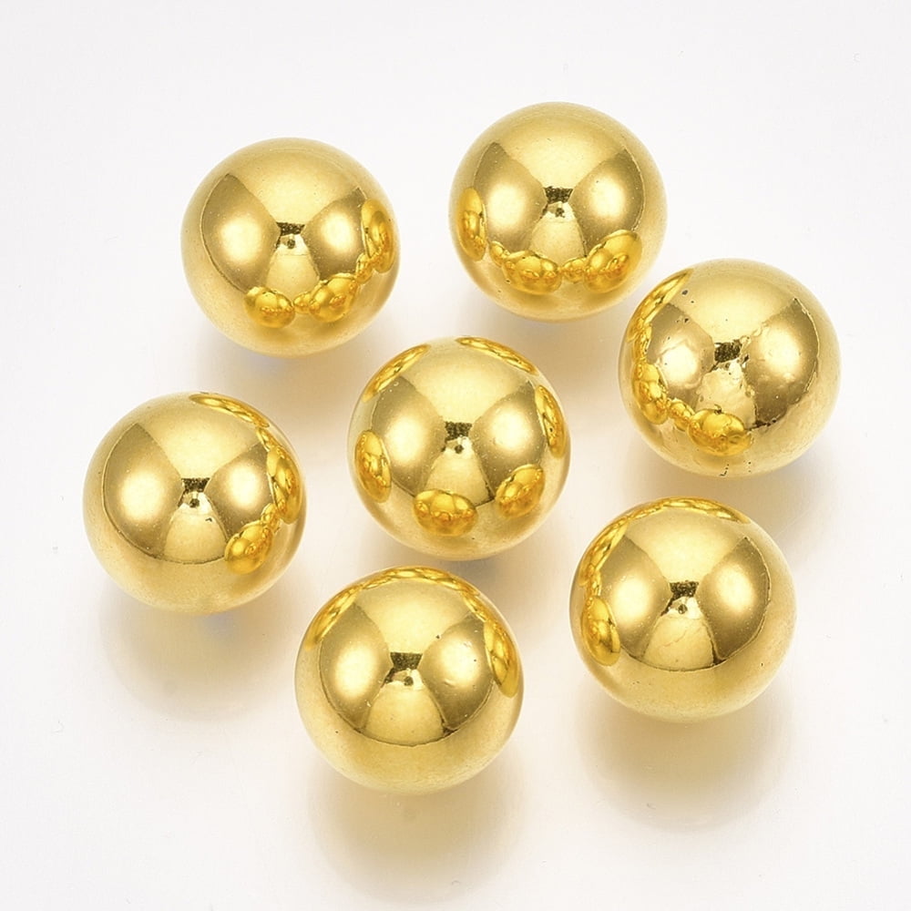500g ABS Plastic Beads No Hole/Undrilled Round Golden Plated 4mm 15800pcs/500g